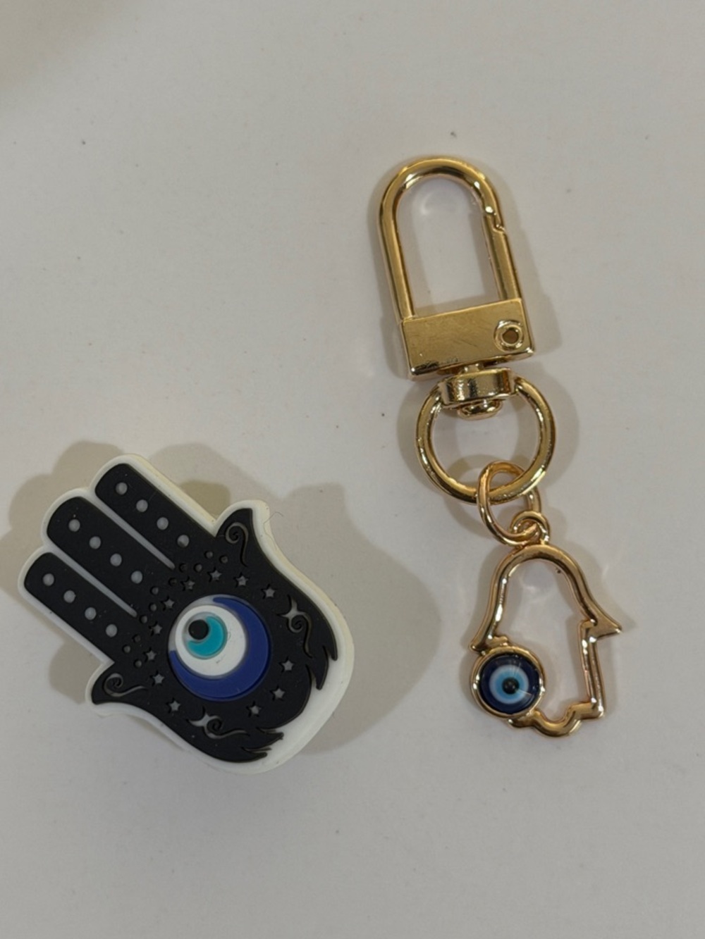 Evil Eye Hamsa Keychain and Shoe Charm Set - Black & Gold